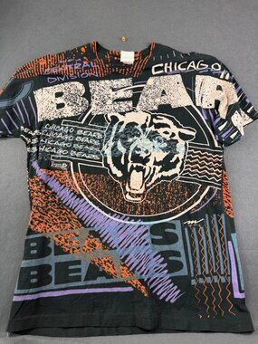 Vintage Magic Johnson Mens Multicolor Chicago Bears T’s NFL All Over Print XL